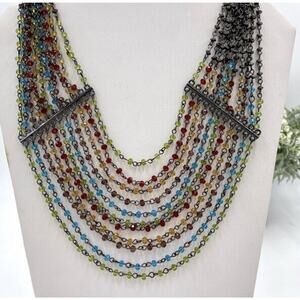 Fern Finds Five Strand Multi-strand multi-color Colorful Necklace 16-20"‎